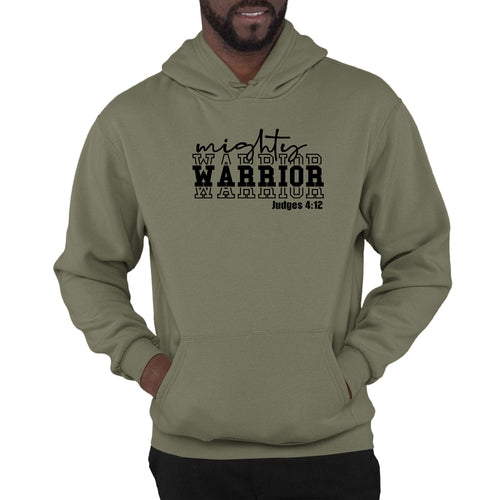 Mens Graphic Hoodie Mighty Warrior Black Illustration