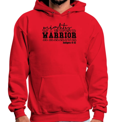 Mens Graphic Hoodie Mighty Warrior Black Illustration