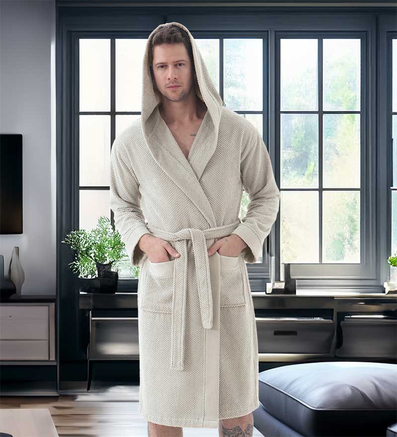 Men's Luxury Turkish Cotton Terry Cloth Robe with Hood