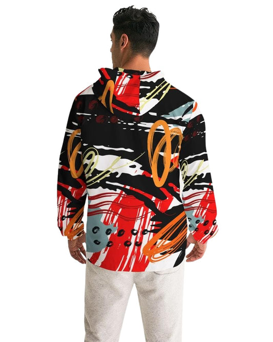 Mens Hooded Windbreaker - Multicolor Water Resistant Jacket - Ll4s0x