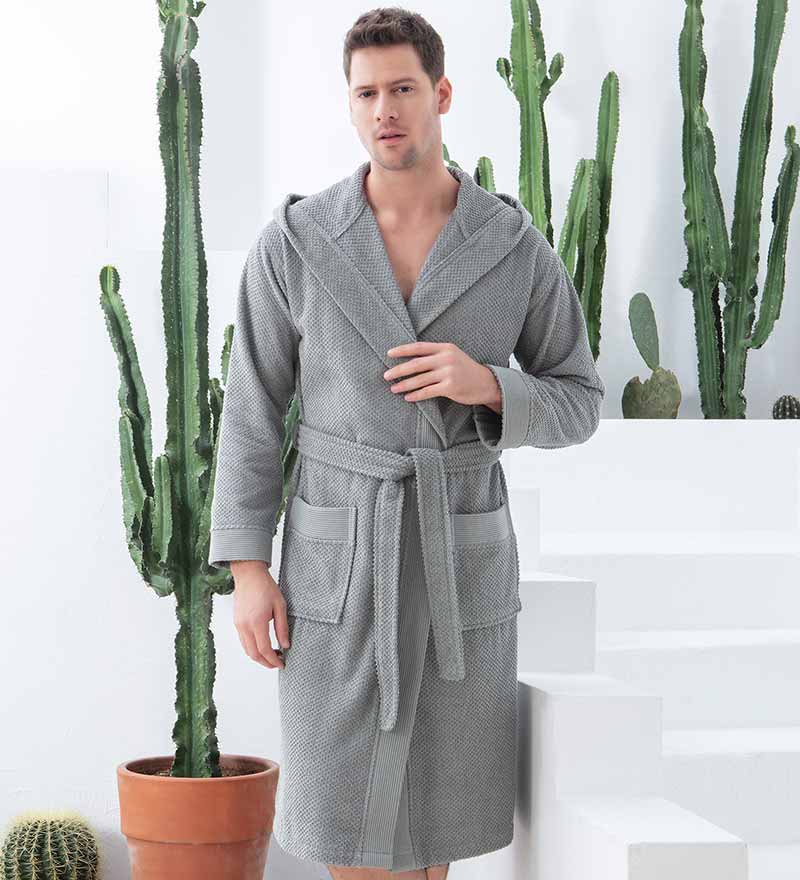 Men's Luxury Turkish Cotton Terry Cloth Robe with Hood