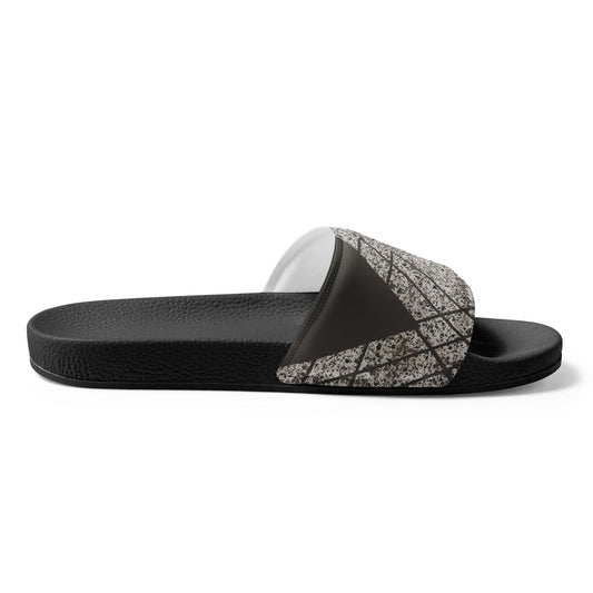 Mens Slide Sandals, Brown And White Triangular Colorblock