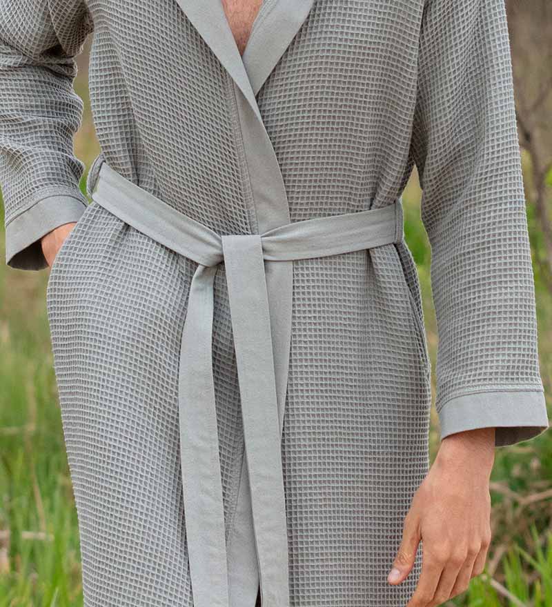 Men's Hooded Turkish Cotton Waffle Robe