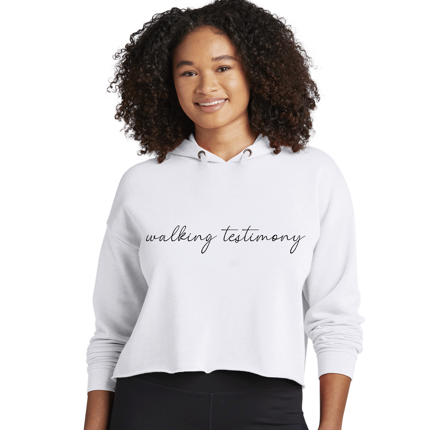 Womens Cropped Hoodie Say It Soul, Walking Testimony Illustration,