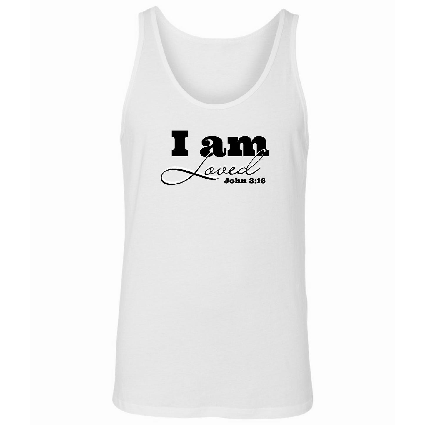 Mens Fitness Tank Top Graphic T-shirt i Am Loved - John 3:16 Black