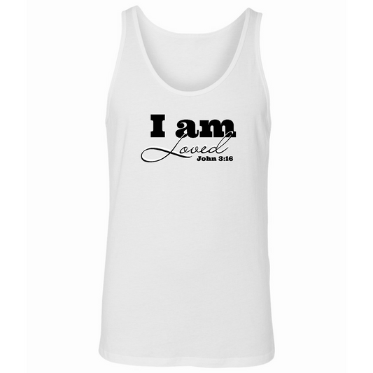 Mens Fitness Tank Top Graphic T-shirt i Am Loved - John 3:16 Black