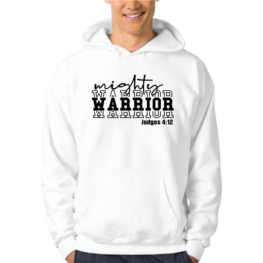 Mens Graphic Hoodie Mighty Warrior Black Illustration