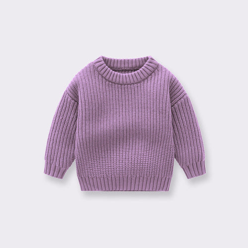 Baby Solid Color Handknit Design Quality Pullover Loose Sweater