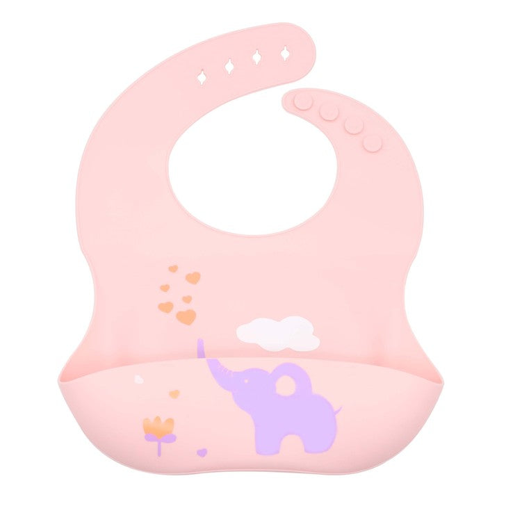 Baby Cartoon Animal Print Food Grade Multi-Adjustable Silicone Bibs