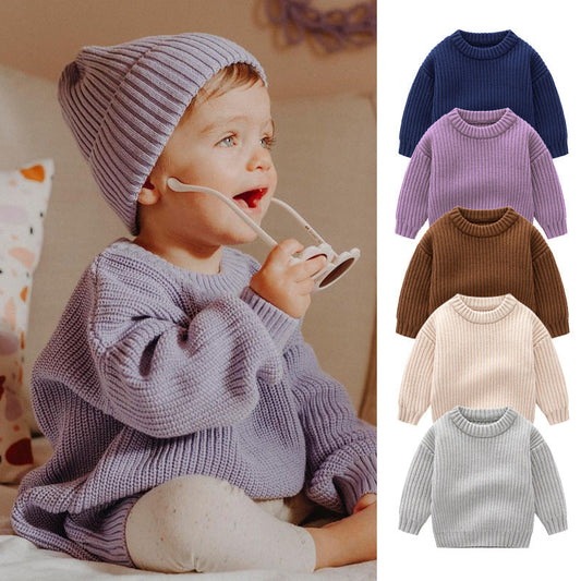 Baby Solid Color Handknit Design Quality Pullover Loose Sweater