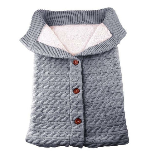 Newborn Baby Winter Warm Sleeping Bags Infant Button Knit Swaddle Wrap