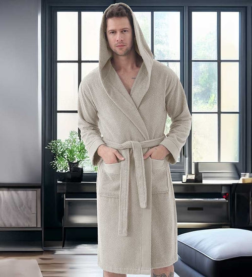 Men's Luxury Turkish Cotton Terry Cloth Robe with Hood