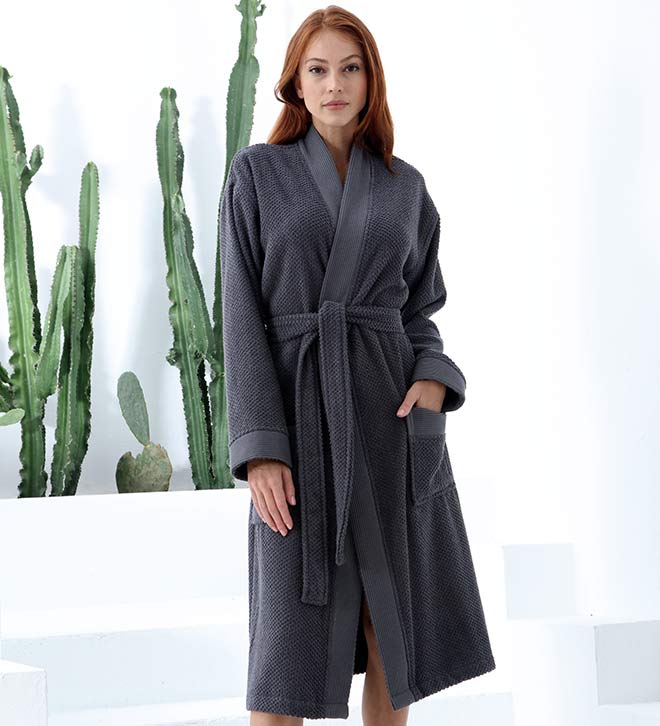 Women's Turkish Cotton Terry Kimono Robe - Luxurious Terry Cloth