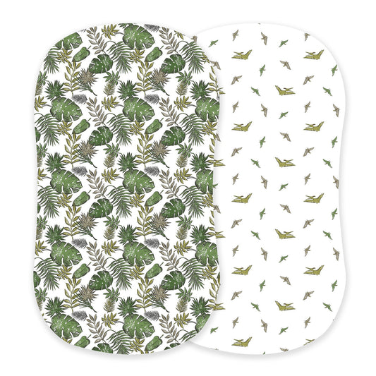 Tropical Forest and Pteranodon Cotton Changing Pad Cover/Bassinet