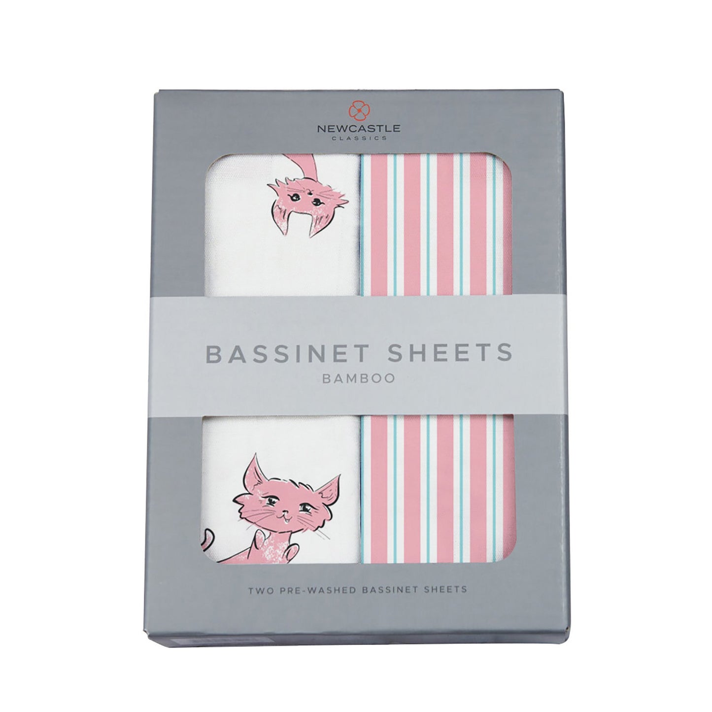 Playful Kitty and Candy Stripe Bamboo Changing Pad Cover/Bassinet