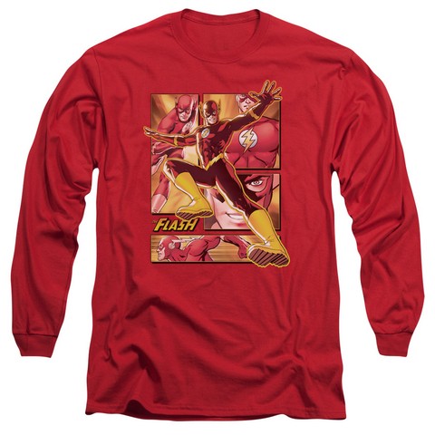 Trevco Jla-Flash Long Sleeve Adult 18-1 Tee- Red - XL