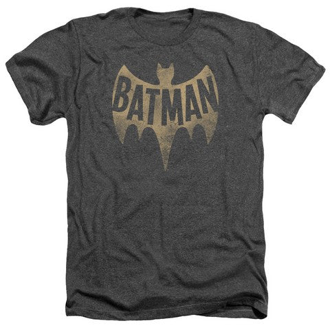 Trevco Batman Classic Tv-Vintage Logo - Adult Heather Tee - Charcoal-