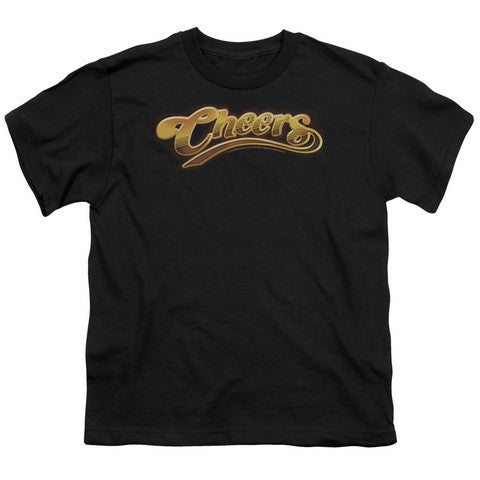 Trevco Cheers-Cheers Logo - Short Sleeve Youth 18-1 Tee - Black- Large