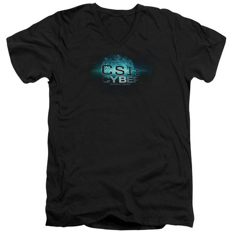 Trevco Csi- Cyber-Thumb Print - Short Sleeve Adult 30-1 V-Neck Tee - B