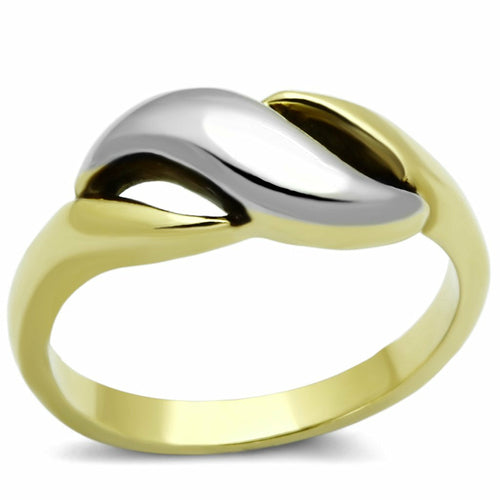 TK1089 - Two-Tone IP Gold (Ion Plating) Stainless Steel Ring with No