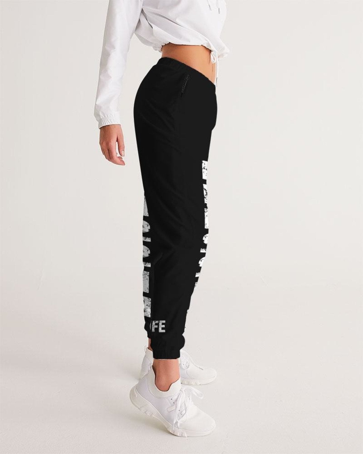 Womens Track Pants - Black & White Blessed Graphic Sports Pants