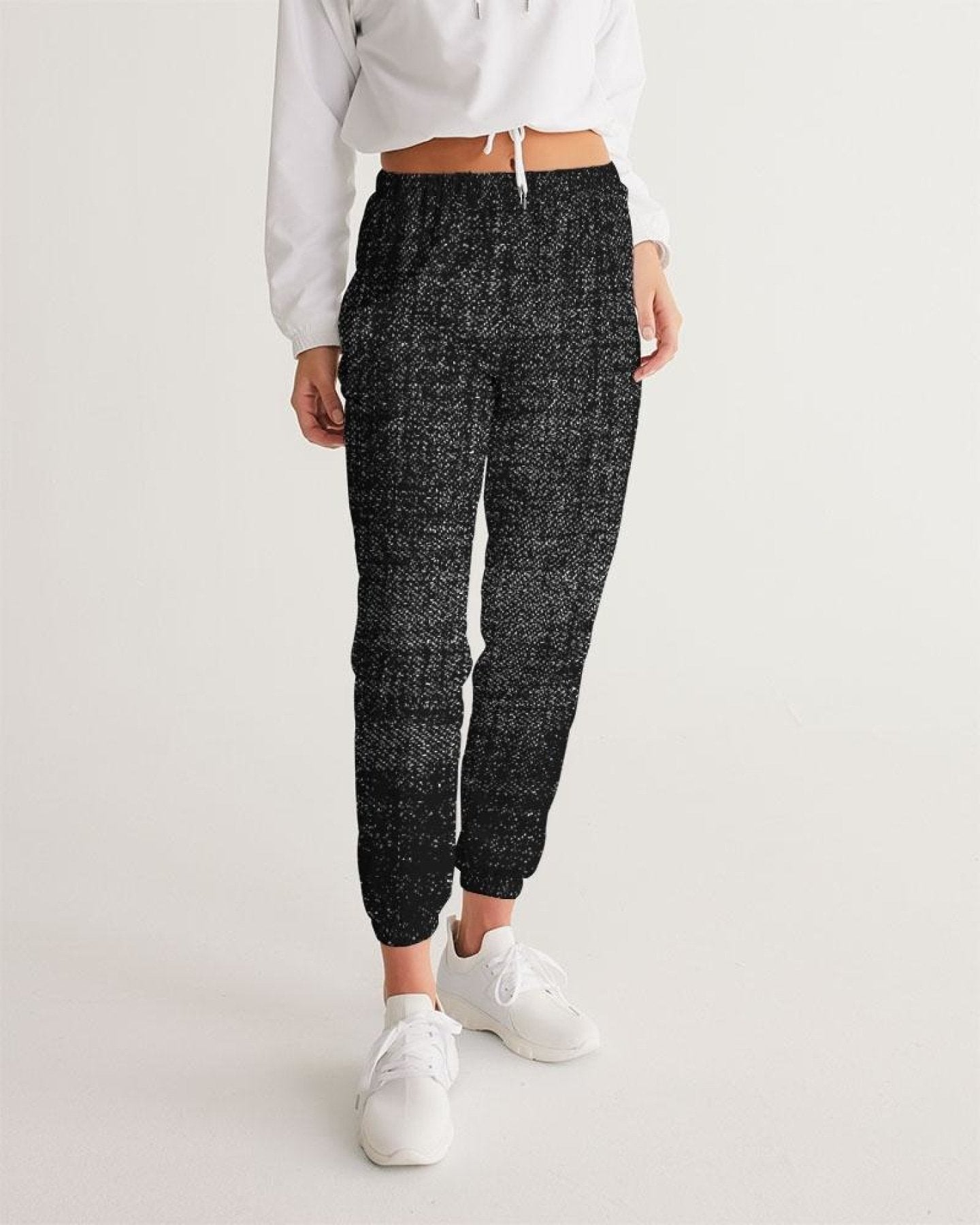 Womens Track Pants - Black & Gray Distressed Sports Pants