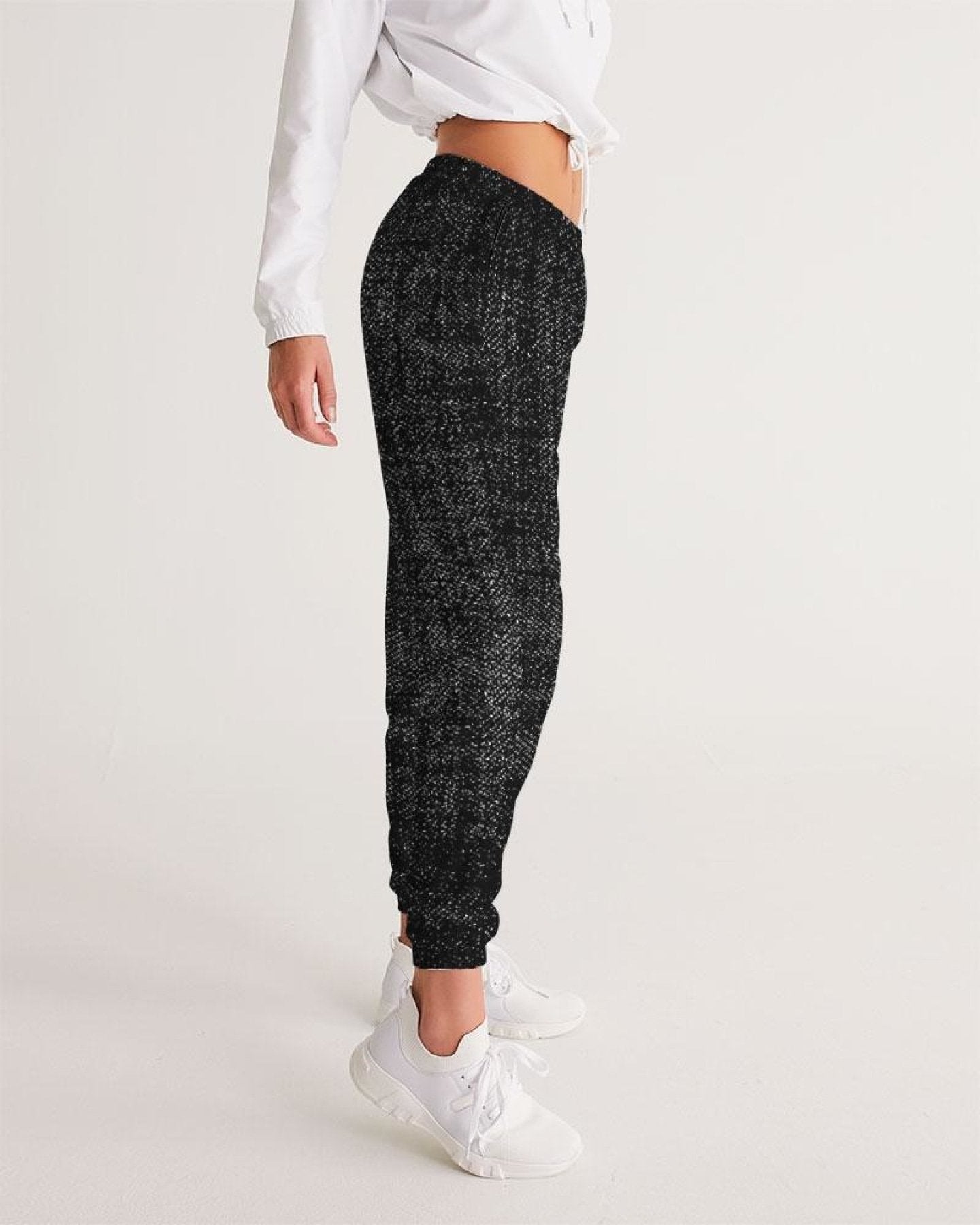 Womens Track Pants - Black & Gray Distressed Sports Pants