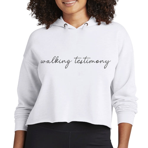 Womens Cropped Hoodie Say It Soul, Walking Testimony Illustration,