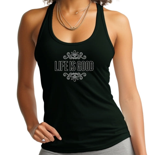 Womens Fitness Tank Top Graphic T-shirt Life Is Good Word Art