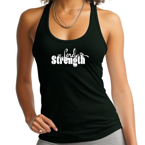 Womens Fitness Tank Top Graphic T-shirt The Lord Is My Strength Print