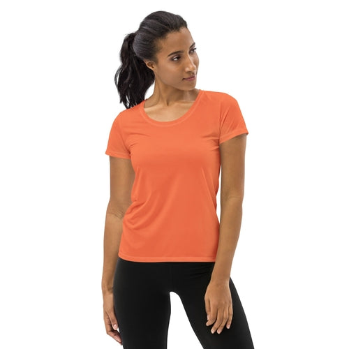 Womens Stretch Fit Athletic Sports T-shirt, Coral Orange Red