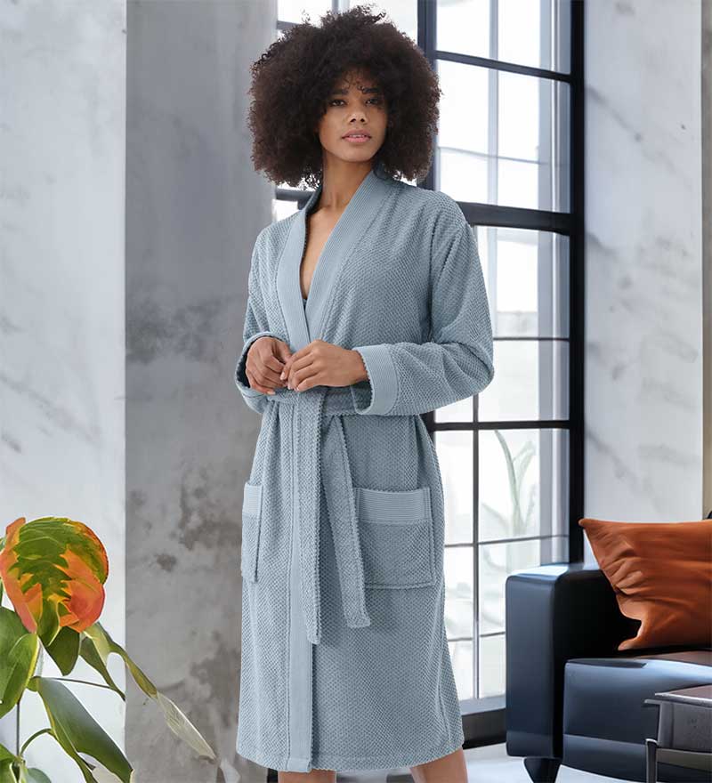 Women's Turkish Cotton Terry Kimono Robe - Luxurious Terry Cloth