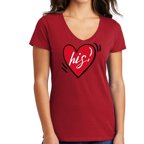 Womens V-neck Graphic T-shirt, Say It Soul His Heart, Couples