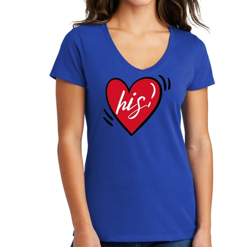 Womens V-neck Graphic T-shirt, Say It Soul His Heart, Couples