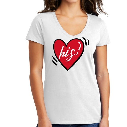 Womens V-neck Graphic T-shirt, Say It Soul His Heart, Couples